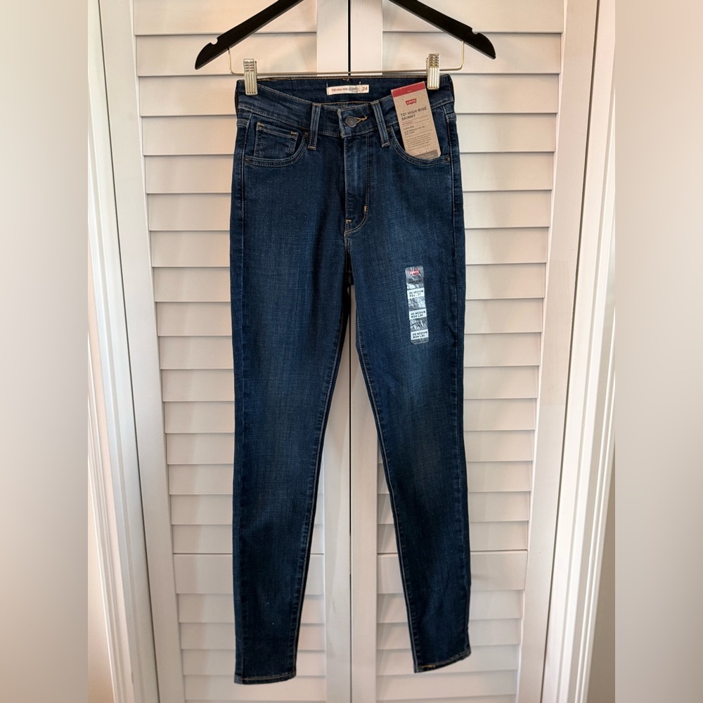 Levi’s 721 High Rise Skinny Dark Indigo Women's Skinny Jeans Size 24 NWT - Picture 3 of 10